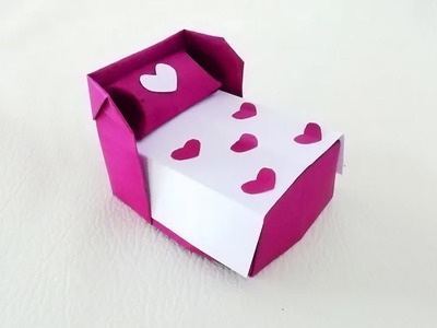 How to make Origami Bed & Bedding - DIY Pre school Craft - Mini DIY Valentine Gift