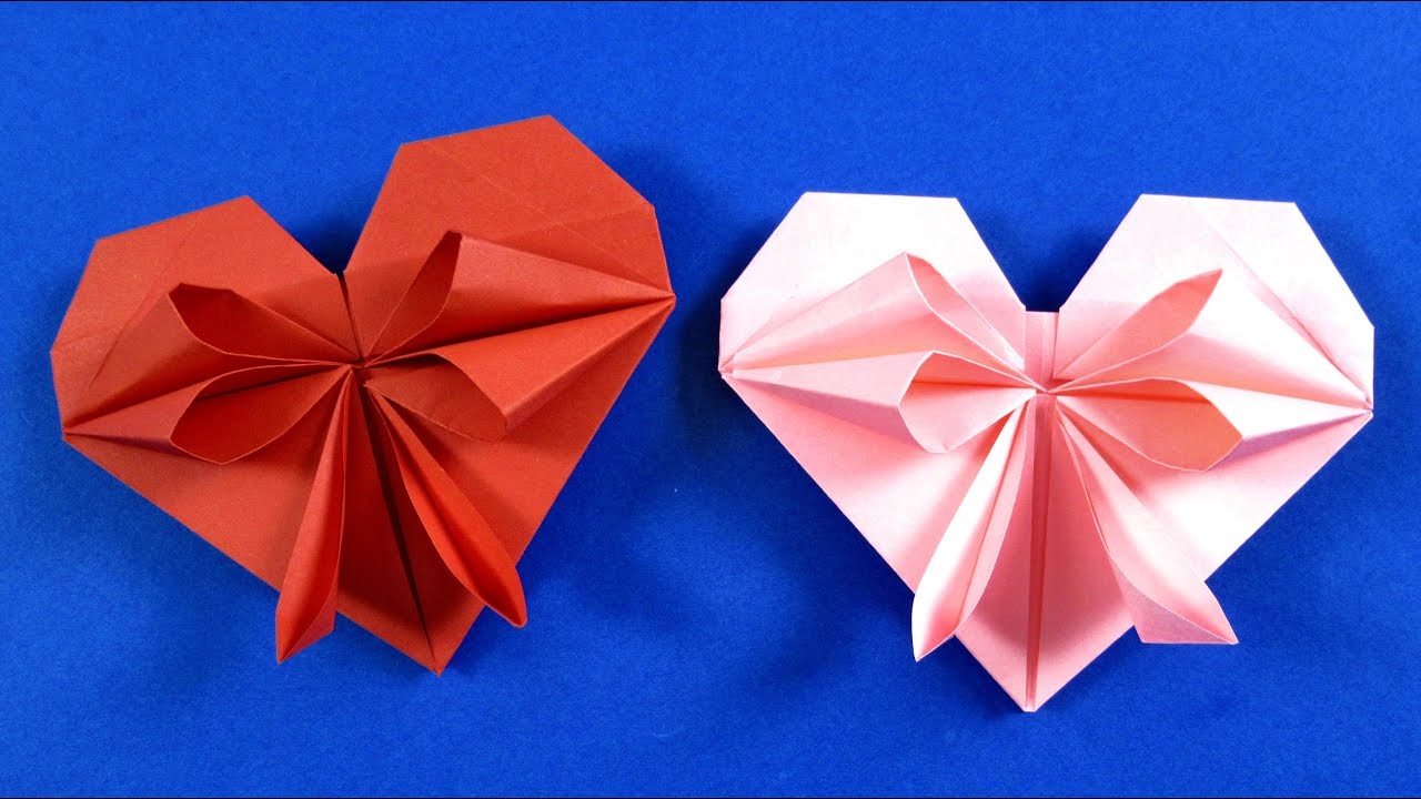 Как сделать сердце из бумаги своими руками ???? Оригами сердце с бантиком