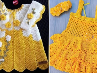 Latest Most beautiful Fun crochet Baby girl frocks outstanding design 2023