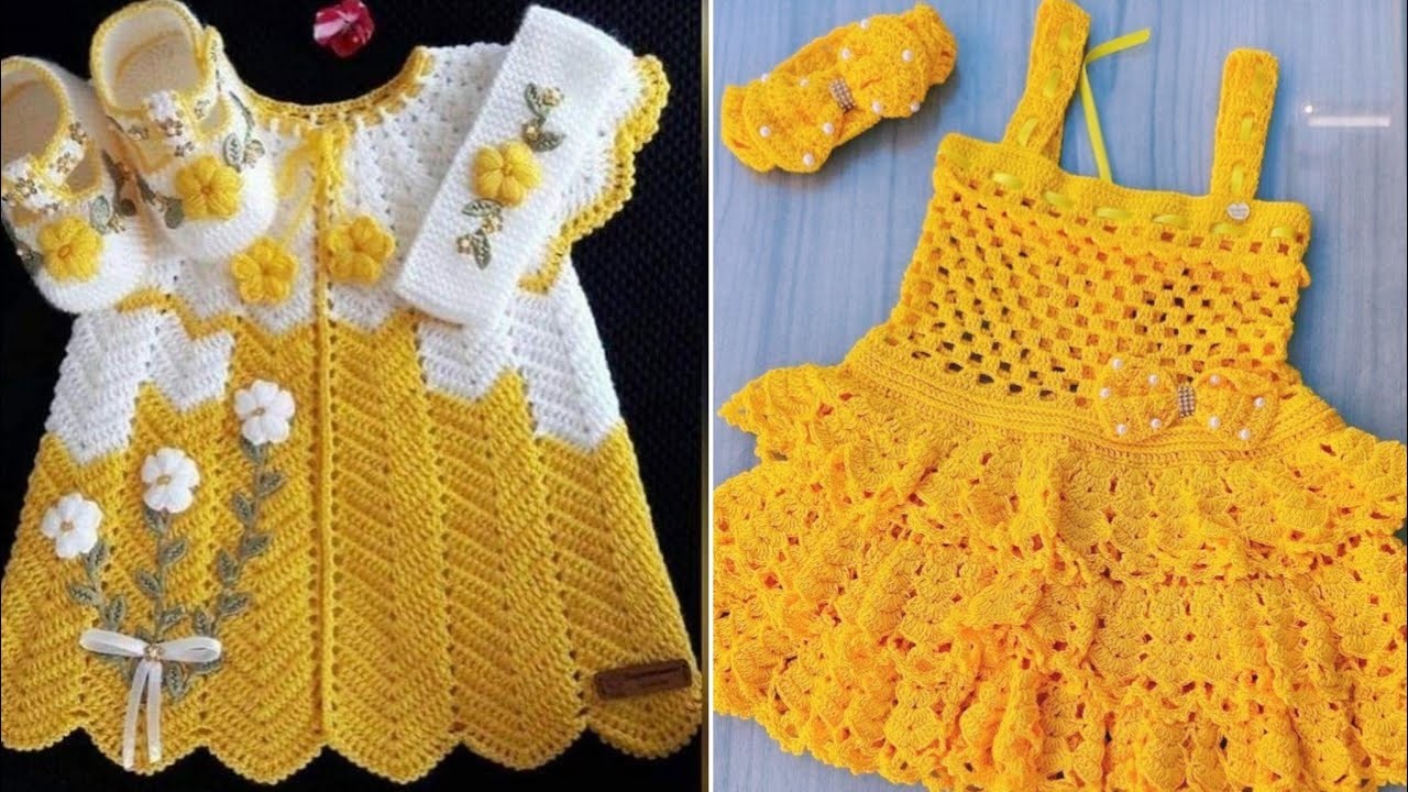 Latest Most beautiful Fun crochet Baby girl frocks outstanding design 2023