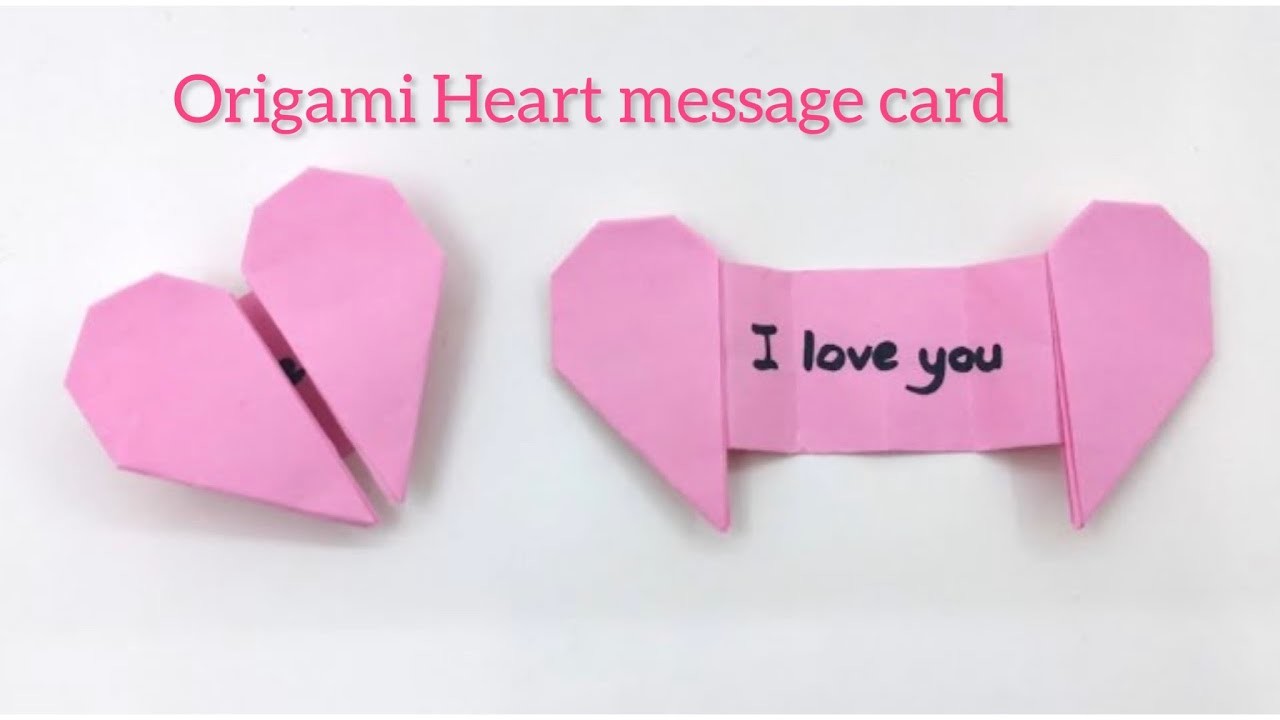 Origami Heart Surprise message Card for valentines day | origami heart with Note.paper crafts