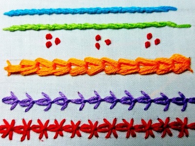 Portuguese Knotted Stem Stitch,Portuguese Border Stitch,Tulip Stitch & Knot Stitch (Basic Stitches)
