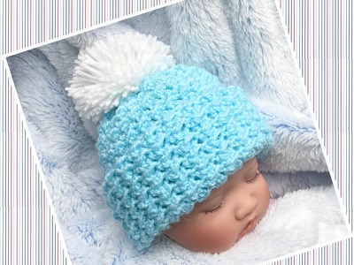 SUPER EASY Baby hat with measurements for ALL SIZES ONE HOUR CROCHET PATTERN LEFT HAND VIDEO