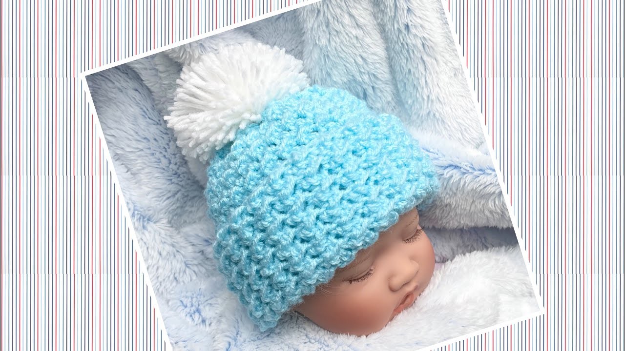 SUPER EASY Baby hat with measurements for ALL SIZES ONE HOUR CROCHET PATTERN LEFT HAND VIDEO