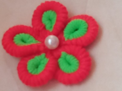 Woolen Flower Design With Cotton Bud Easy Hand Embroidery Amazing Trick Woolen Flower Making Ideas