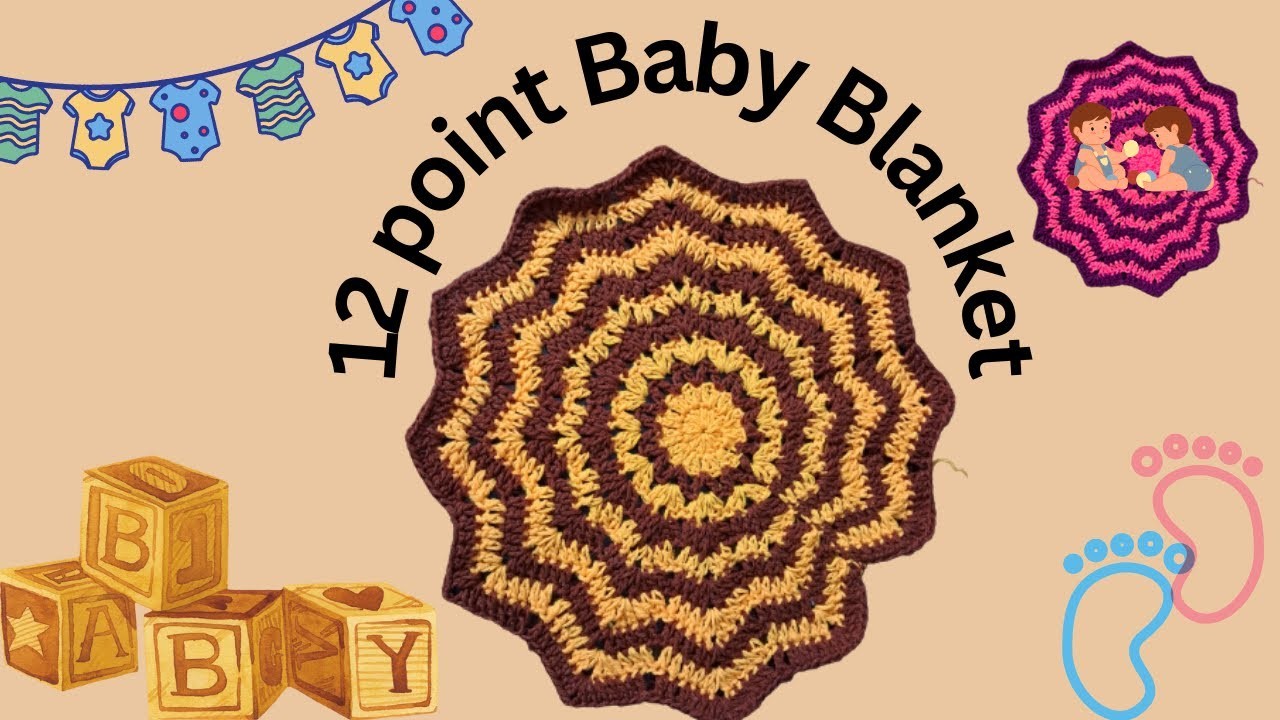 12 point Star Crochet Baby blanket | Crochet Baby blanket | Crochet Tutorial | Club Crafteria