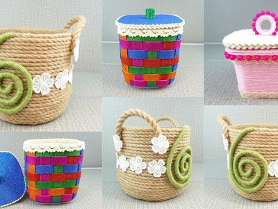 3 Ideas To Recycle Plastic Bottles Into Baskets. Diy Rope Organizer. Basket Organizer Diy At Home
