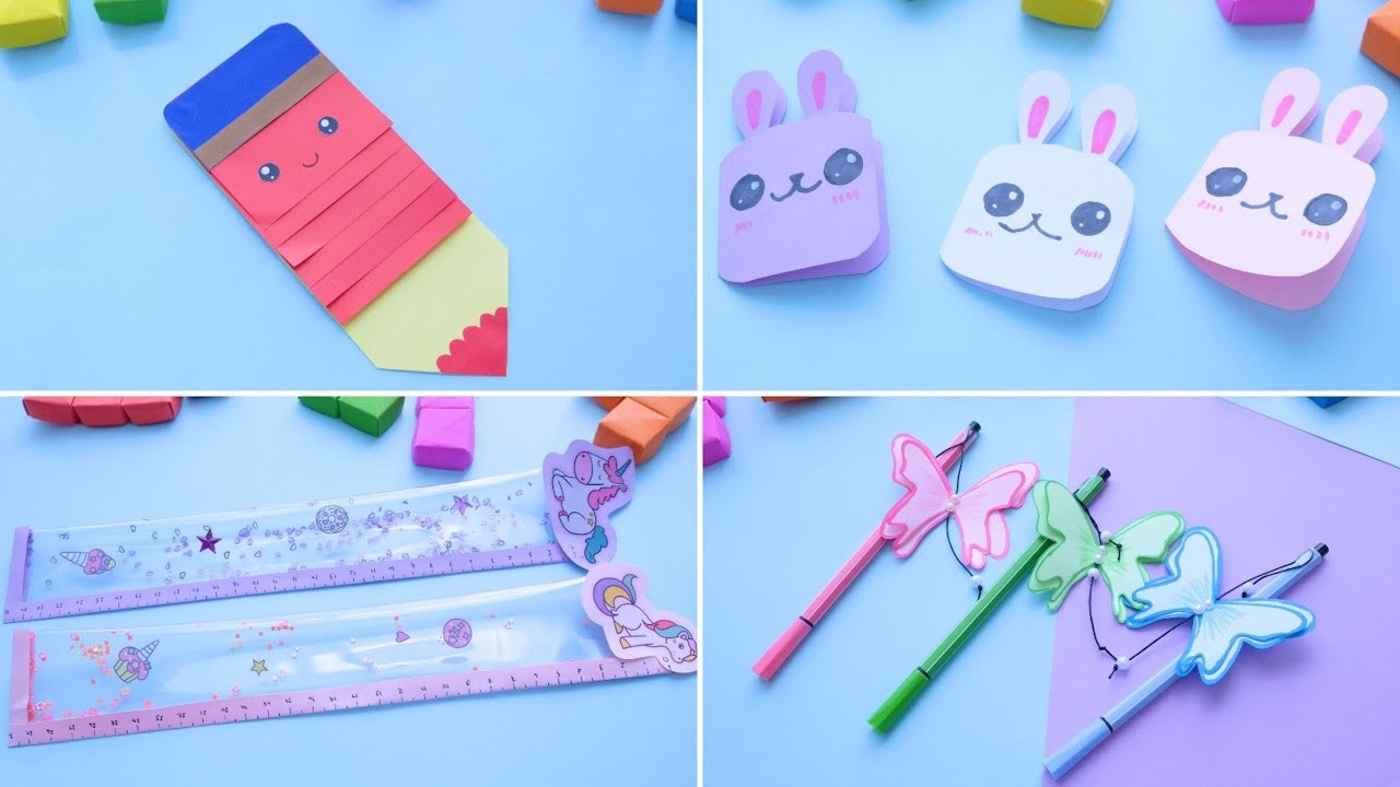4 item School supplies idea | DIY Super Cute School Supplies - Ideas for Back to School