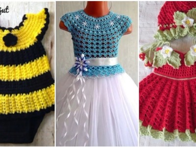 Beautiful and stylish baby girls crochet fancy frocks designs.Crochet baby sweater designs 2023