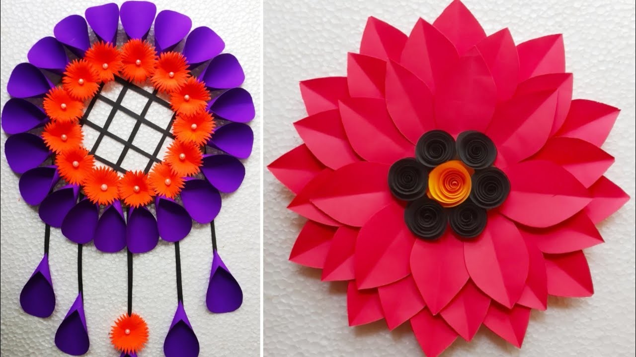 Beautiful paper flower wall hanging|wall hanging decoration ideas|paper craft|@Rudipapercraftlover