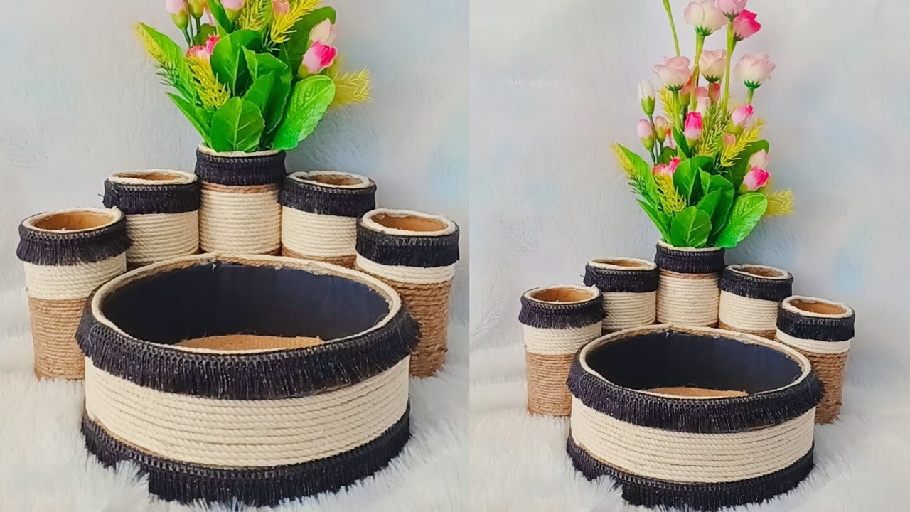 Best Out of Waste Craft Ideas | Desk organizer - Cardboard, Macrame and Jute craft.✨✨