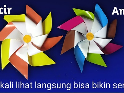 Cara buat kincir angin dari kertas origami warna