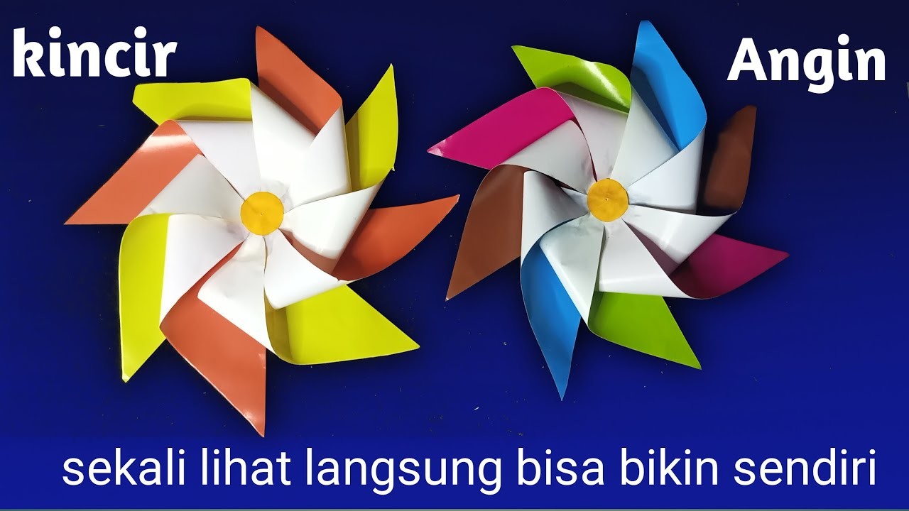 Cara buat kincir angin dari kertas origami warna