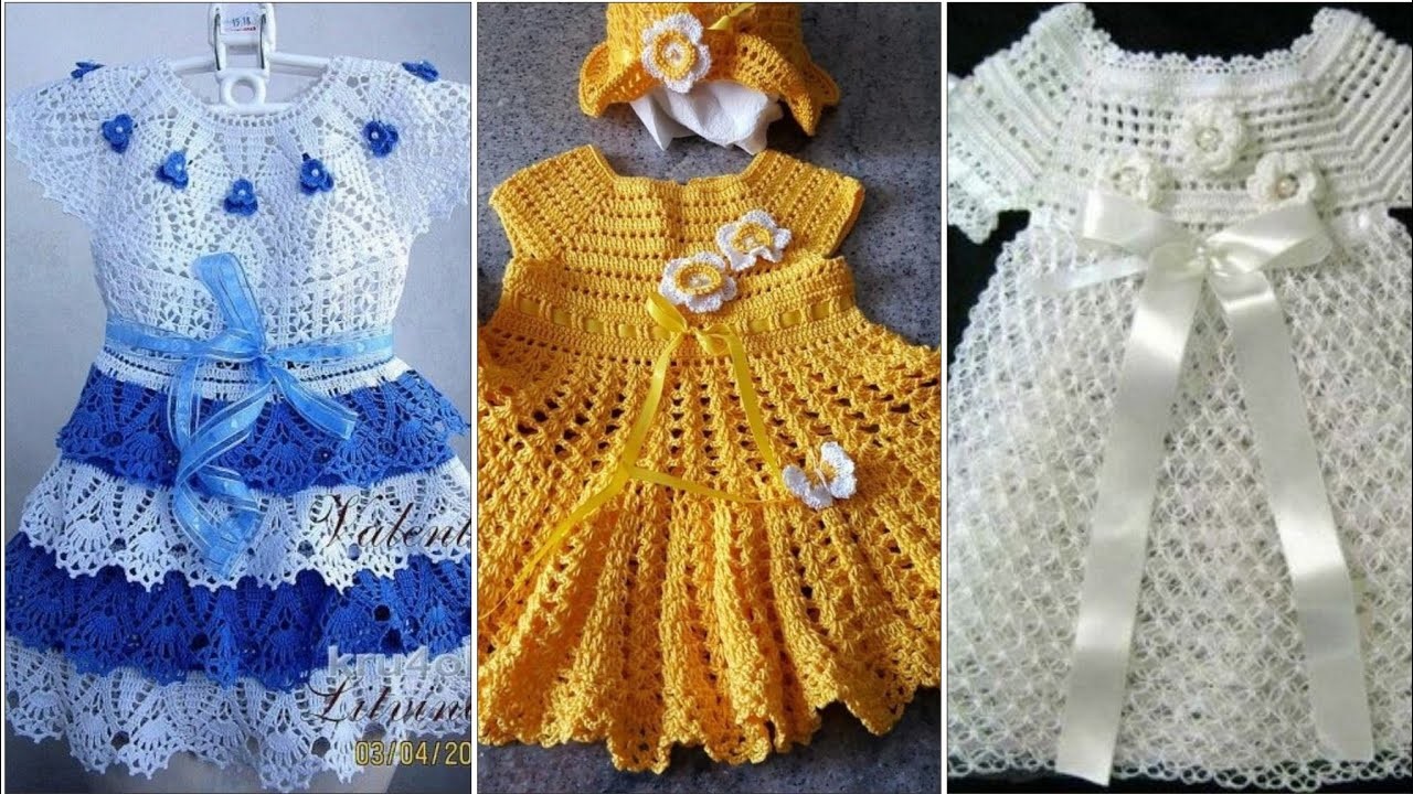 Charming and Gorgeous baby girls crochet frocks designs2023.Crochet baby sweater designs 2023