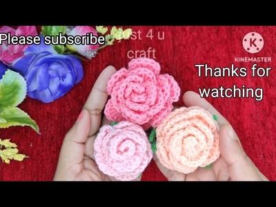 Crochet flower | Crochet Rose | Crochet flower for beginners | super easy woolen flower making