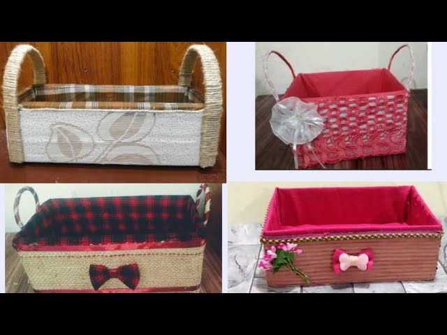 DIY 4 cardboard baskets || hacks || cardboard organizers