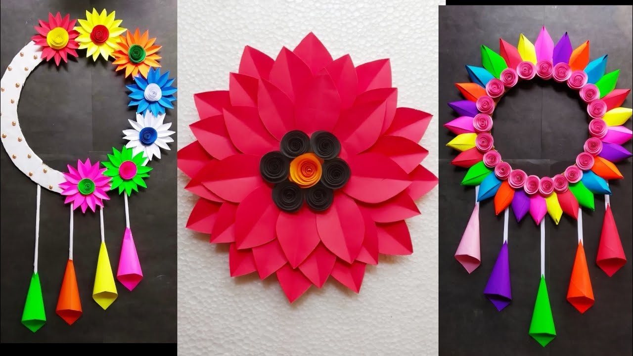 Diy beautiful paper flower wall hanging|wall hanging decoration idea|diycraft|@Rudipapercraftlover