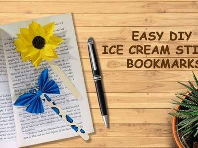 DIY Bookmark with ice cream stick | 2 easy DIY bookmark | Candy Stick Art | paper flower & Butterfly