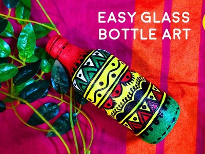 DIY Bottle Painting Idea | How to recycle empty glass bottle | Simple bottle Decoration Ideas