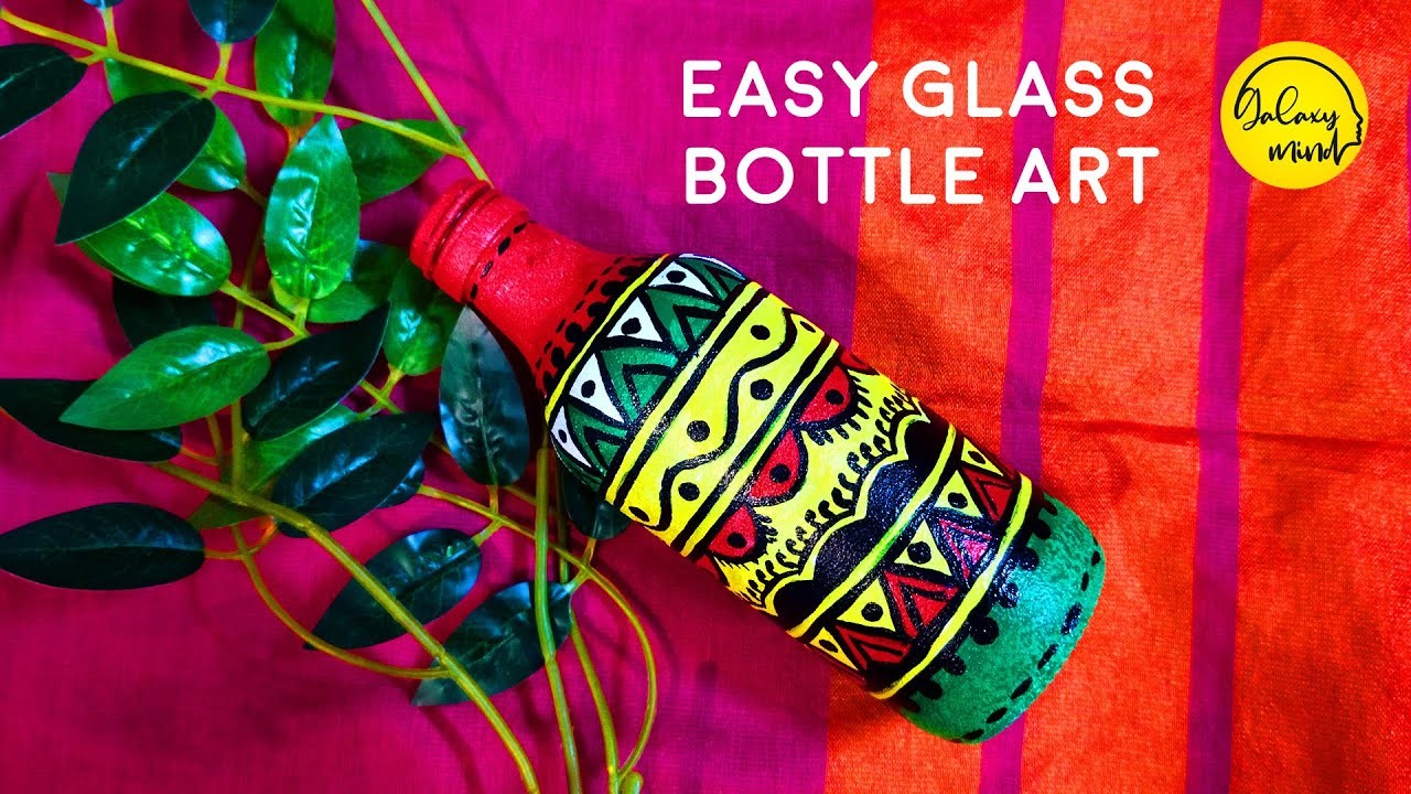 DIY Bottle Painting Idea | How to recycle empty glass bottle | Simple bottle Decoration Ideas