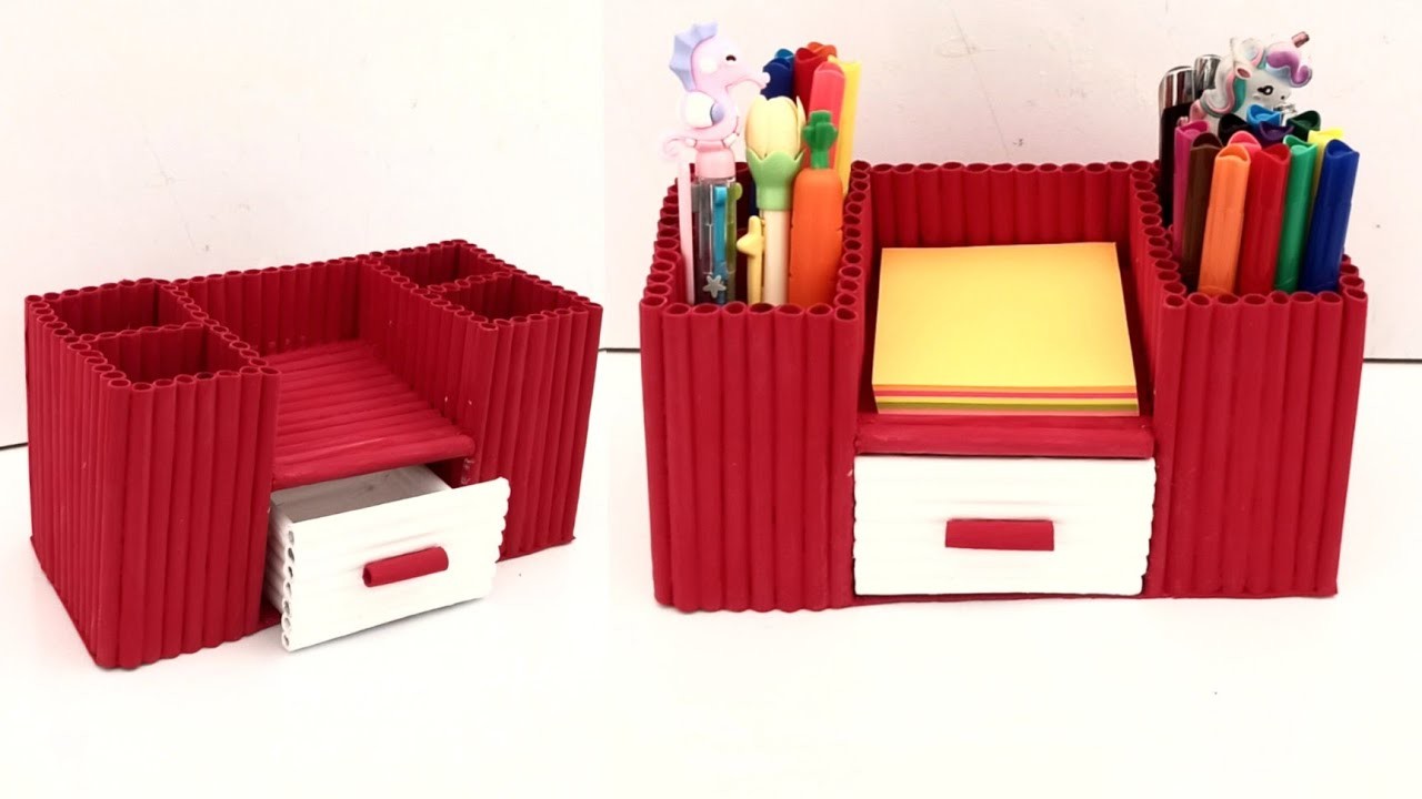 DIY | Desktop organizer by waste paper | pen holder organizer | waste paper craft