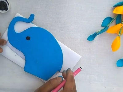 Diy Elephant Pen Holder Making From  Cardboard box. how to reuse shoes box. @shalinicraftshorts