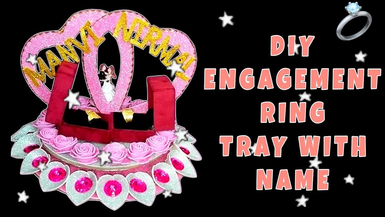 DIY Engagement Ring Platter | Heart Shape Ring Tray With Name | Engagement Thali Decoration Ideas