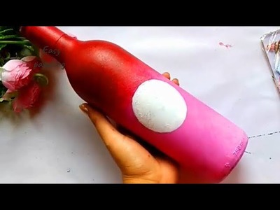 DIY Glass bottle painting. Bottle designing and decor. Easy Bottle decoration painting| bottle art