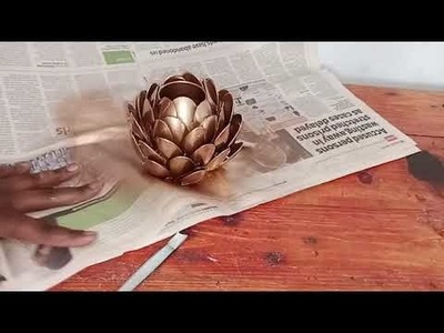 DIY Lotus Flower Candle Holder From Plastic Spoons | DIY Home Decoration Ideas.