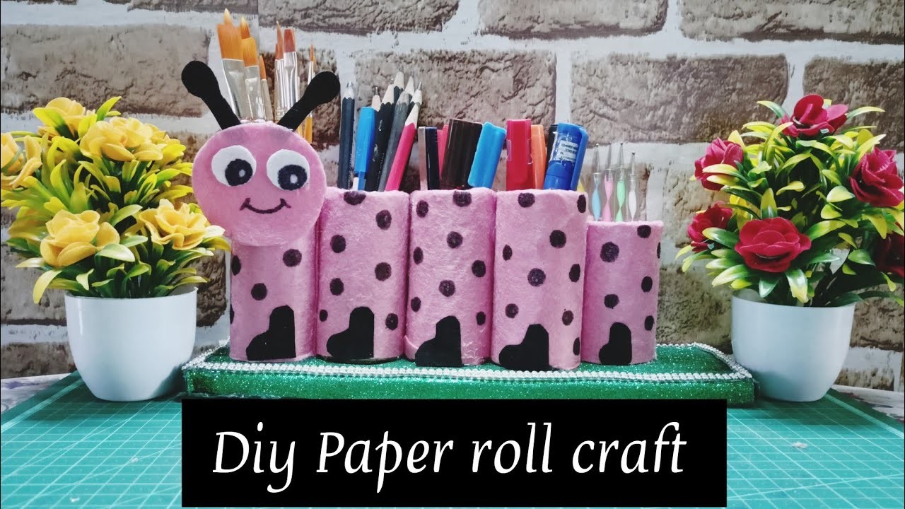 DIY Paper roll craft || Caterpillar pen.pencil holder #craft #diy #reuse #beatoutofwaste #organizer