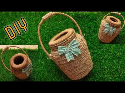 DIY Storage Basket Ideas From Waste Material l Jute Craft Ideas l DIY Flower Vase