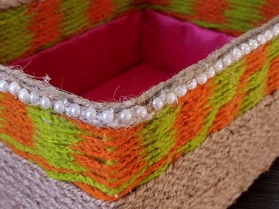 #diy Storege box made from jute and wool | Desk Organizer