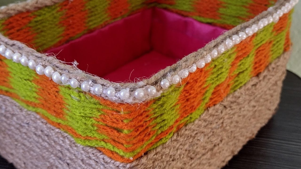 #diy Storege box made from jute and wool | Desk Organizer