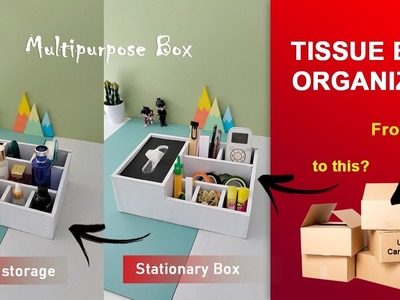 DIY tissue box organizer with cardboard | Tissue Box Multipurpose Making at home so easy