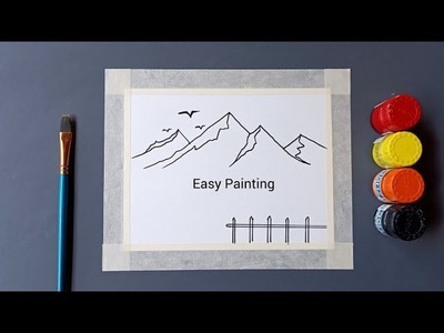 Easy poster colour sunset painting, easy drawing ????, step by step, simple painting technique