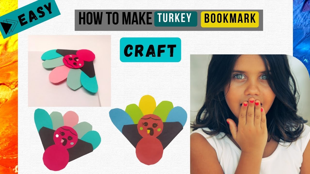 Easy turkey bookmark corner | cute bookmark ideas | easy turkey bookmark DIY | corner bookmark craft