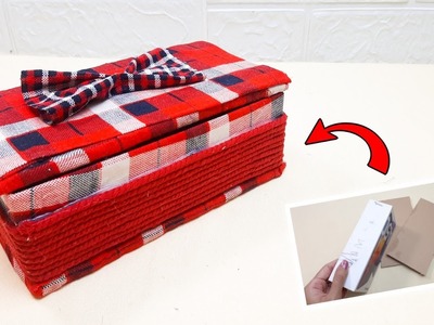 How to Make a Storage Box from Cardboard, Cotton cloth and Cotton Rope. DIY Box Organizer