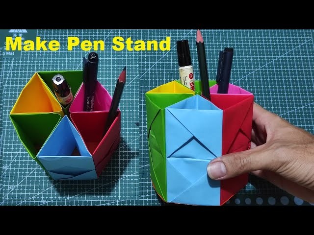 How To Make Pen Stand Hexagonal - Easy Origami Pen Holder - Paper Pencil Holder - Easy DIY Pen Stand