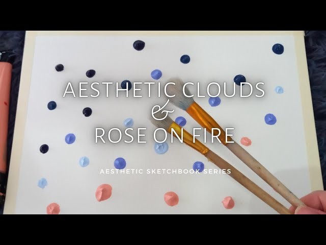 HOW TO PAINT EASY AESTHETIC CLOUDS AND ROSE ON FIRE | ACRYLIC PAINTING TUTORIAL FOR BEGINNERS