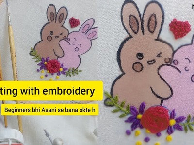 Kids dress painting ????️???? with embroidery all fabric.cute design.#_nahid_art.Beginners bhi banyege