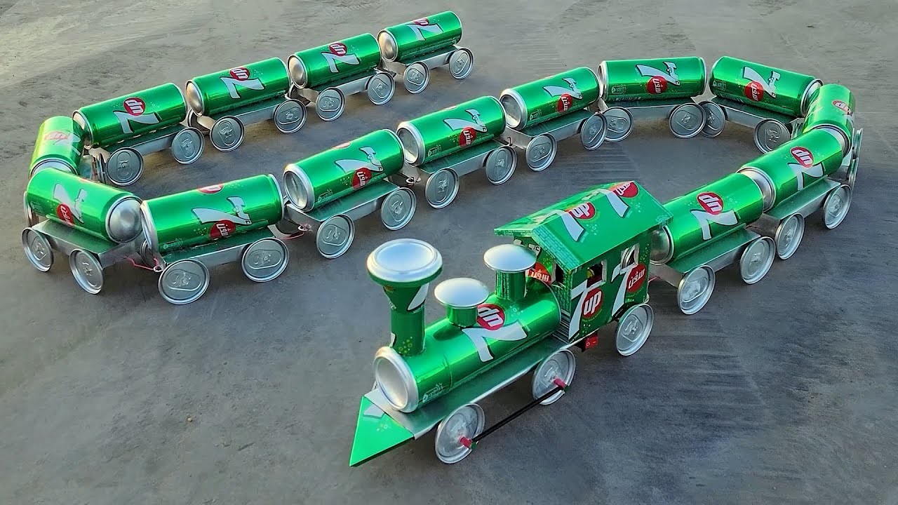 Make a Biggest Toy Train With 7UP Cans ???? Cars at Home - DIY