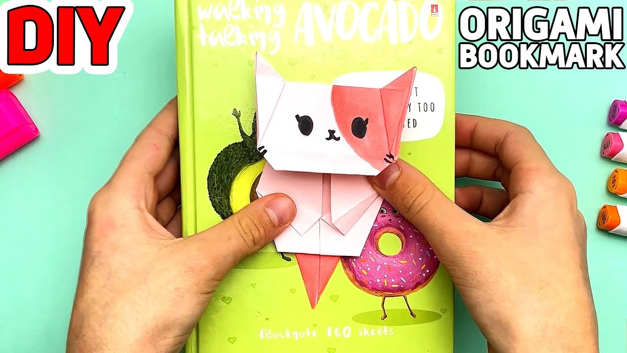 ORIGAMI How to make a Cute Cat Bookmark | Yulka Art DIY Origami