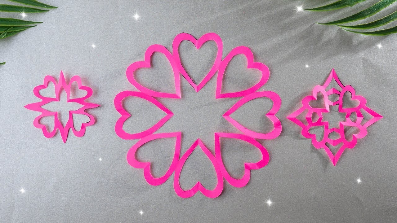 Paper cutting design hearts snowflake [Easy]