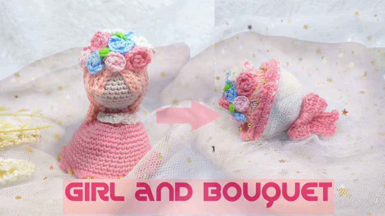 Part 1 DIY Reversible Girl and Bouquet (hands, head, body, hair, skirt) by ‎@ColomaduCraft 