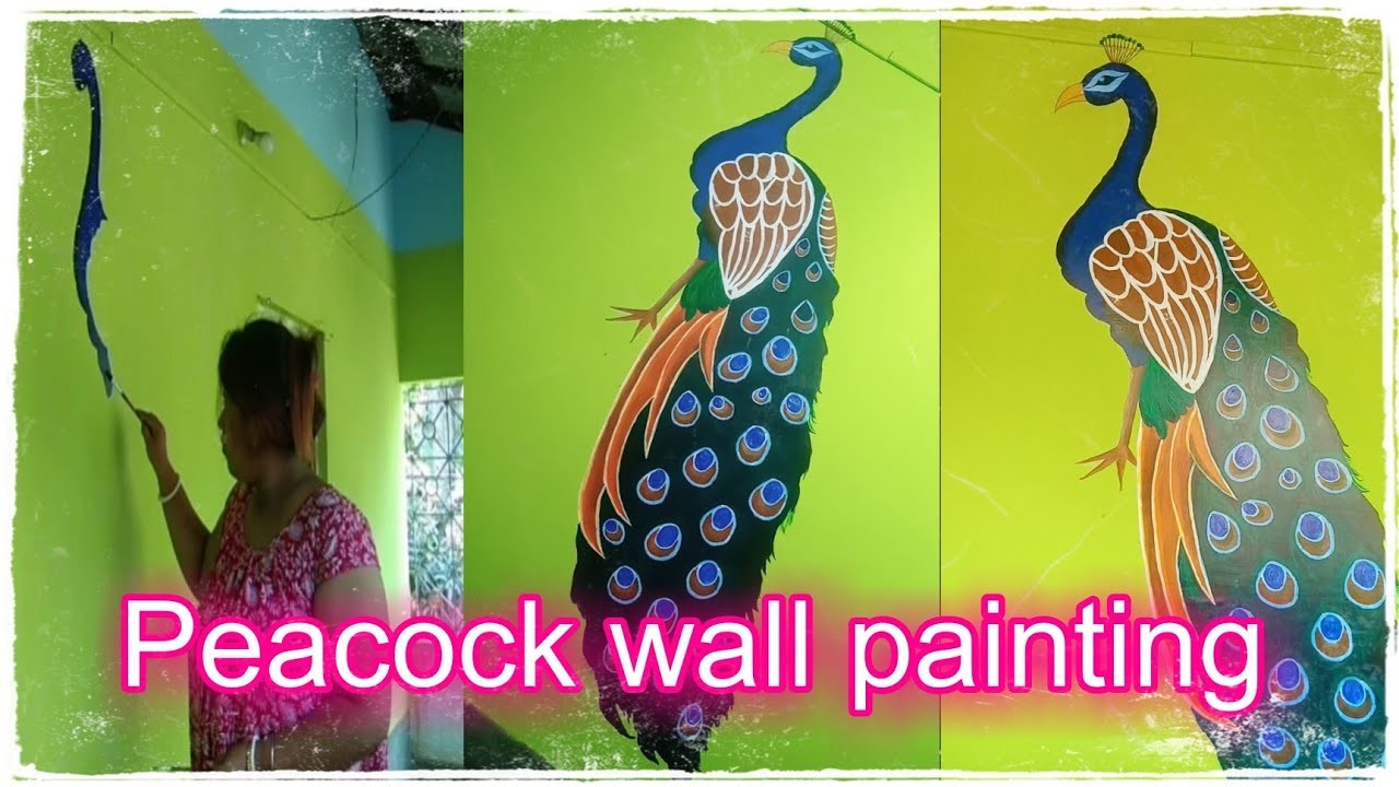 Peacock wall painting||Peacock wall painting at home||DIY wall decoration||unique's priya ????