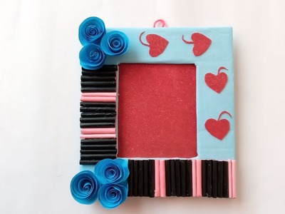 Photo frame making with paper || School Project || Easy home decoration idea l Photo frame idea