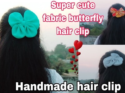 Super cute fabric butterfly hair clip.fabric hair clip.how to make hair clip at home.hairclip making
