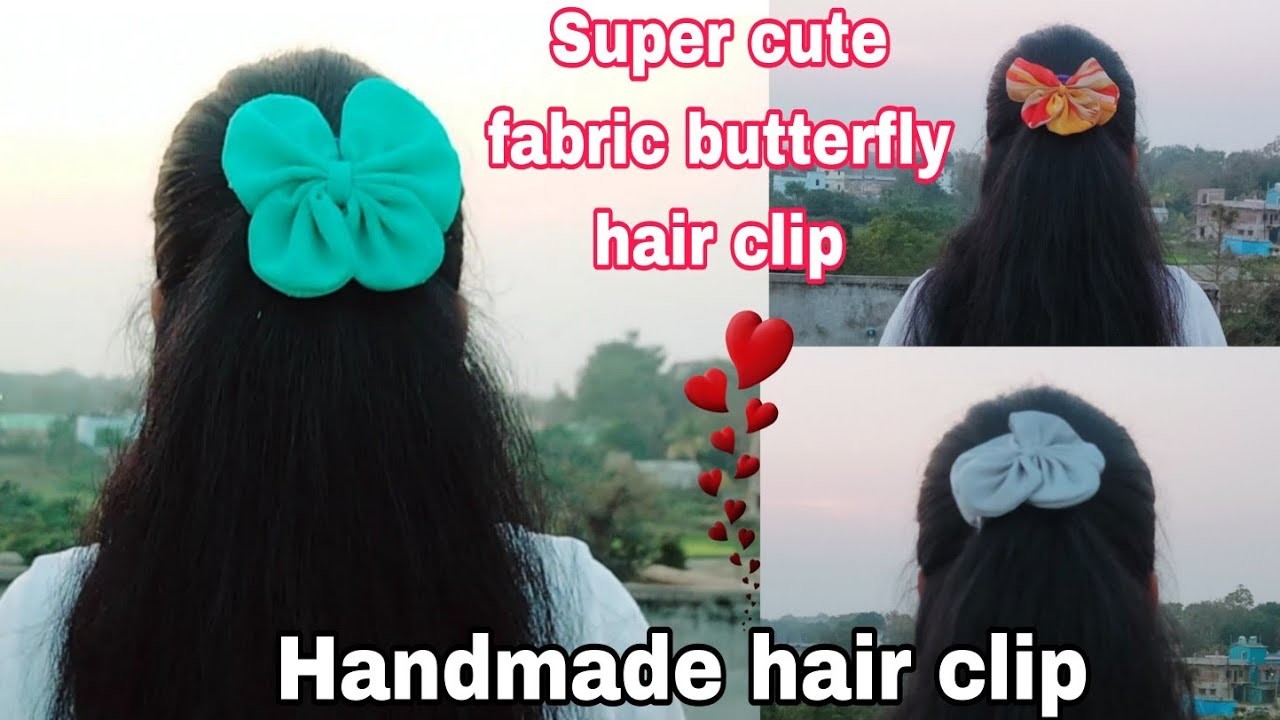 Super cute fabric butterfly hair clip.fabric hair clip.how to make hair clip at home.hairclip making