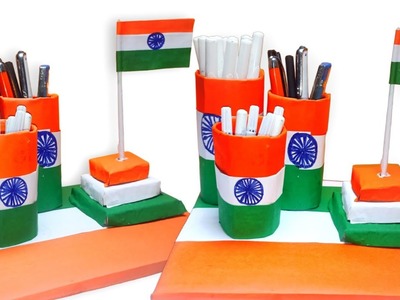 Tricolour Pen Holder || How To Make Pen Holder || Republic Day Craft #republicday#craftermuskan