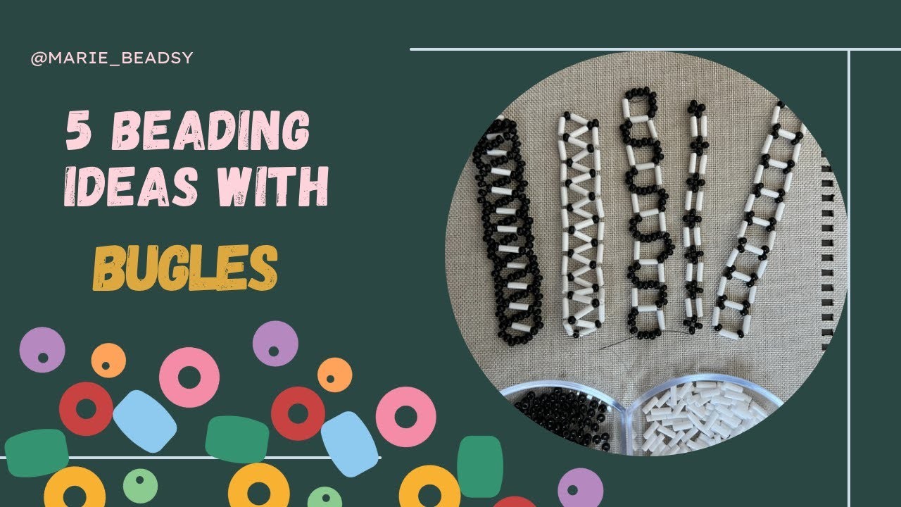 5 Beading ideas with bugle seeds | Black-white beading patterns for bracelets.rings.necklaces